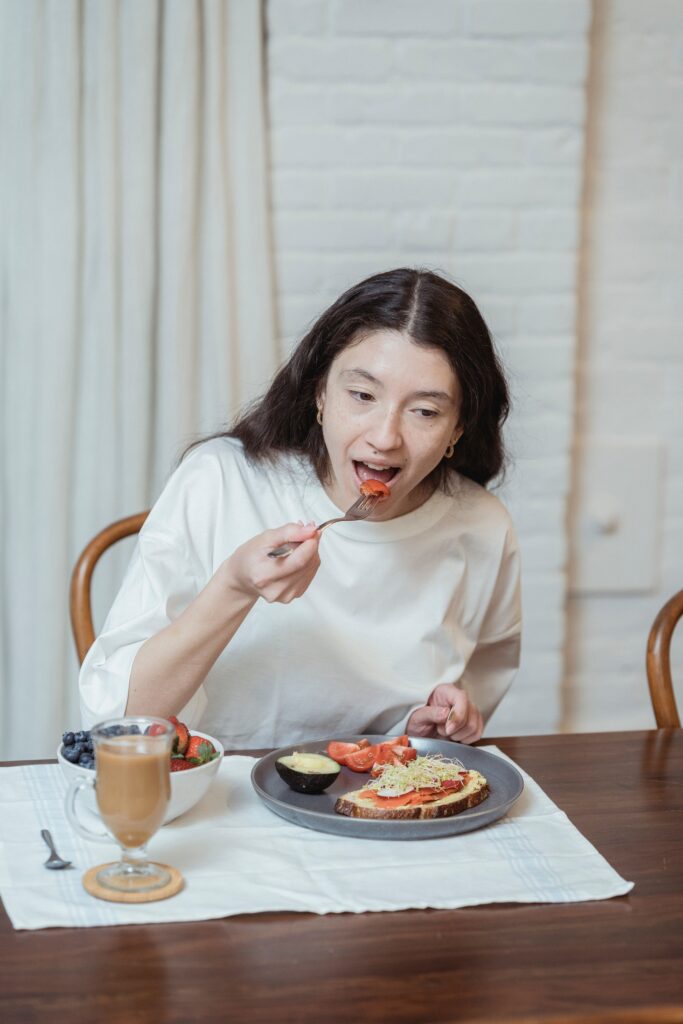 Woman eating a nutritious breakfast